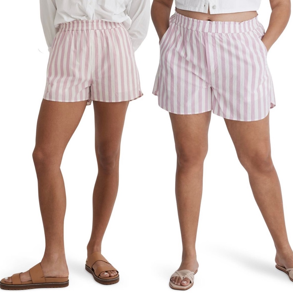 NWT Madewell Stripe Cotton Poplin Paperbag Waist Shorts